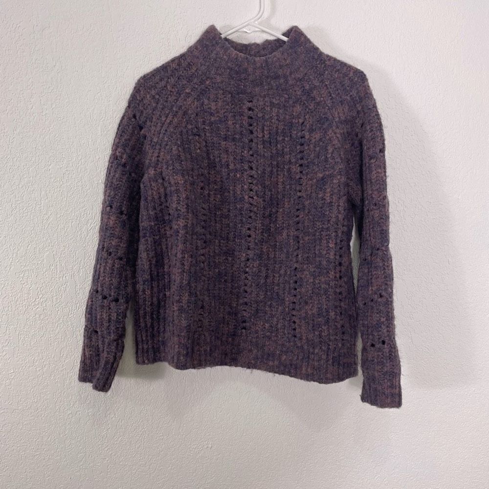 Madewell Purple and Pink Wool Blend Crewneck Pullover Sweater Small